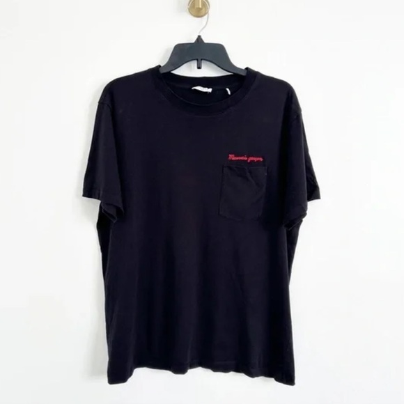 Sandro Paris Mauvais Garçon Embroidered Crew Neck Short Sleeve Black Tee T-shirt - Picture 2 of 7